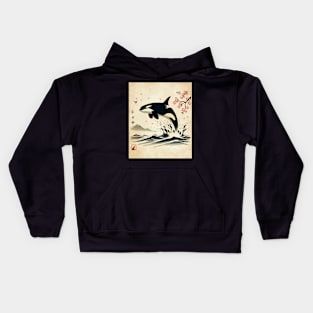 Kawaii Orca Ink Japanese Streetwear Novelty Funny Orca Kids Hoodie